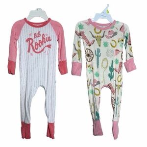Little Sleepies Crescent Zippies Girl Bundle of 2 Size 0-3 Months